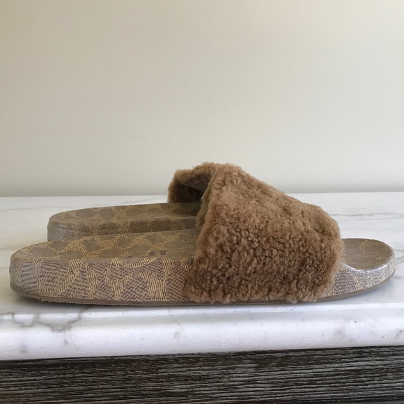 COACH MENS TAN SHERLING SLIDE SANDAL - Picture 5 of 14